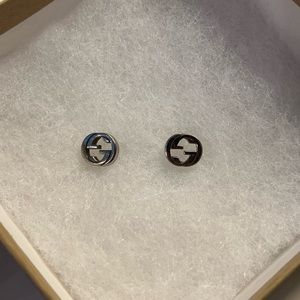 Gucci Logo Stud Earrings Silver